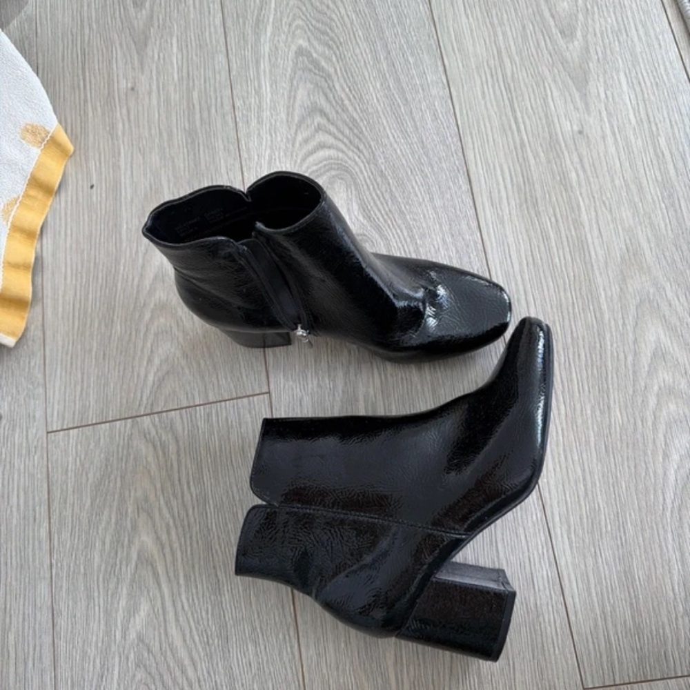 next Black Patent Ankle Boots with Chunky Heel